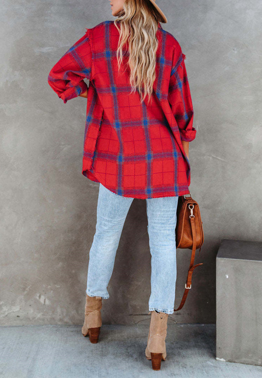 Chaqueta con botones y cuadros escoceses
