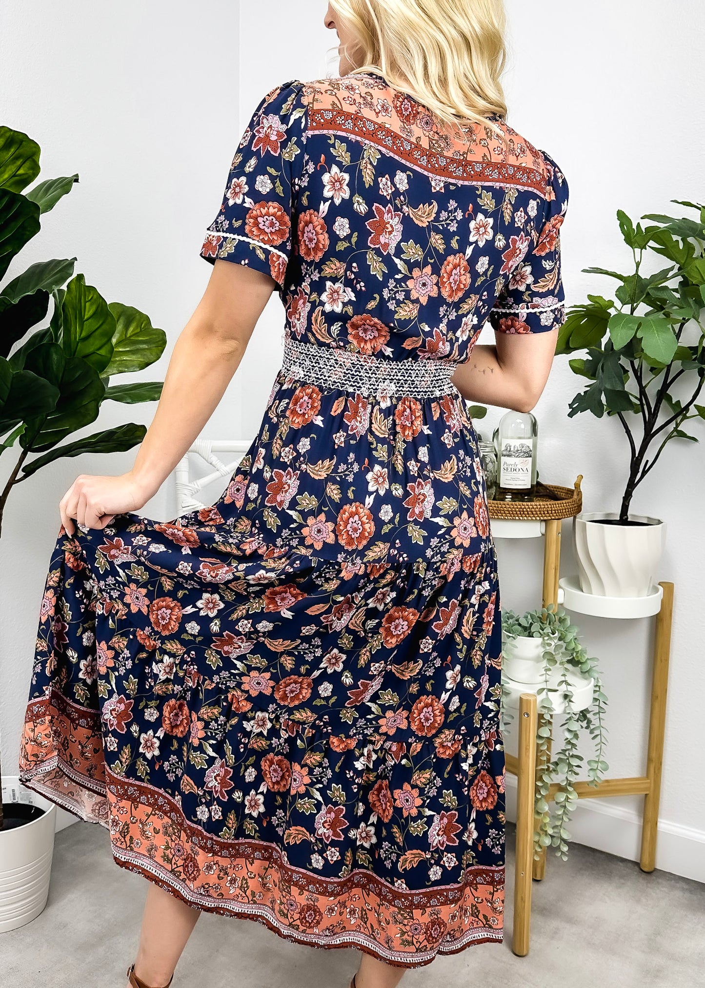 Bohemian Print Button Front Dress