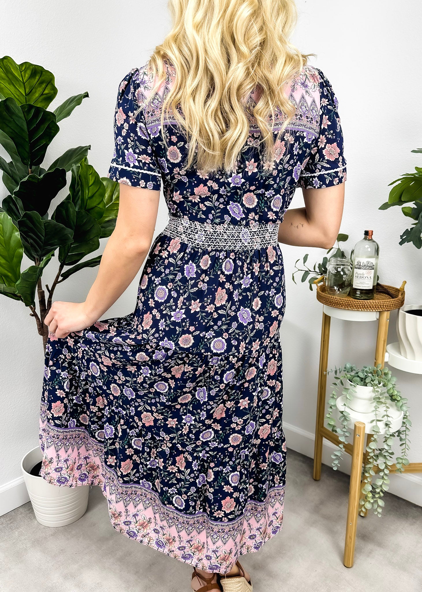 Vintage Printed Short Sleeve Dress