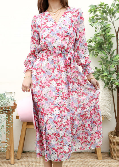 Vestido cruzado ligero con estampado floral 
