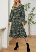 Vestido midi con escote en V y estampado floral 