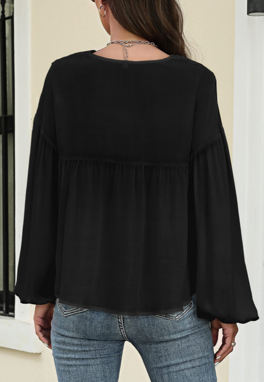 Blusa Bohemia con Ribete de Ganchillo 