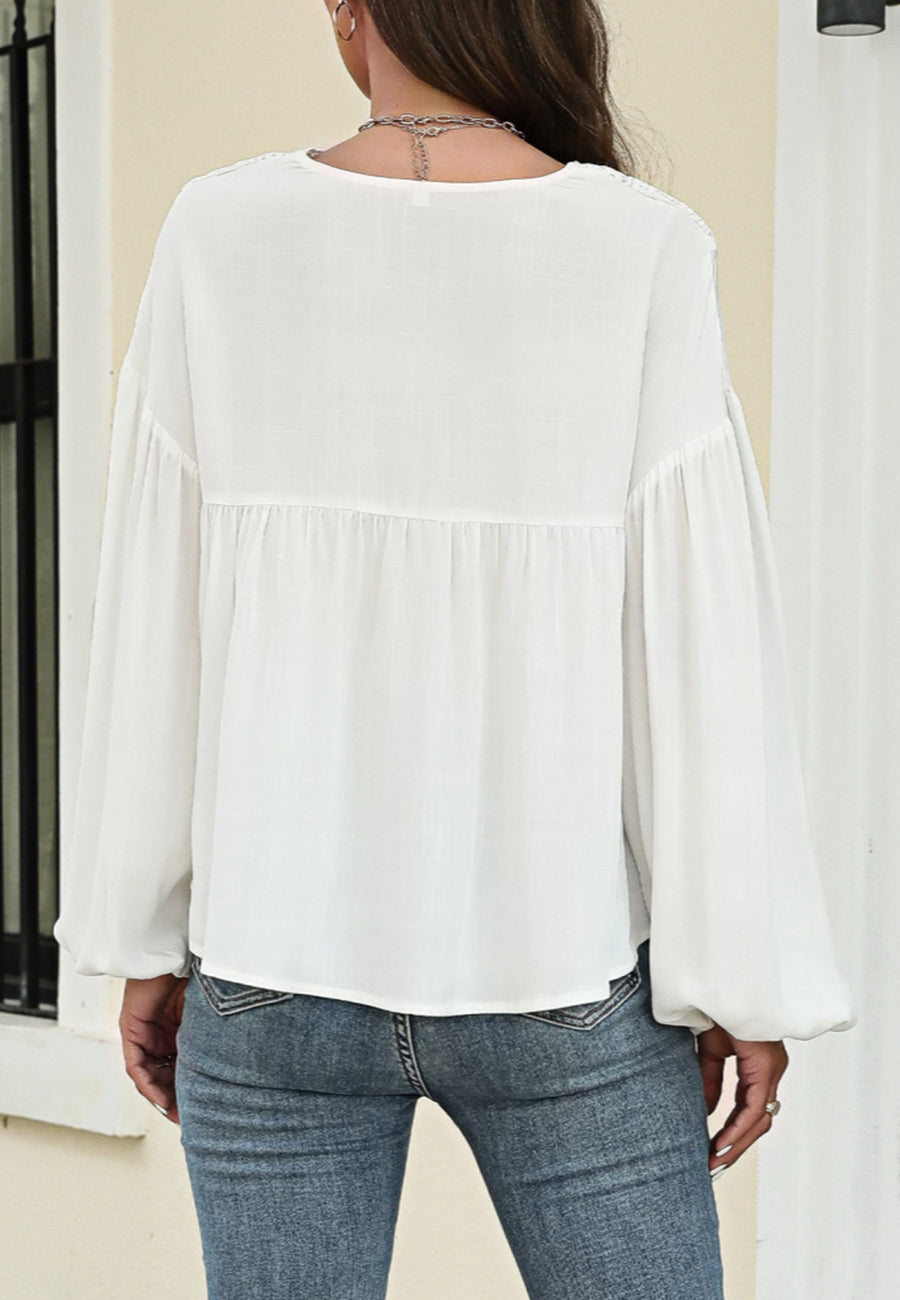Blusa Bohemia con Ribete de Ganchillo 