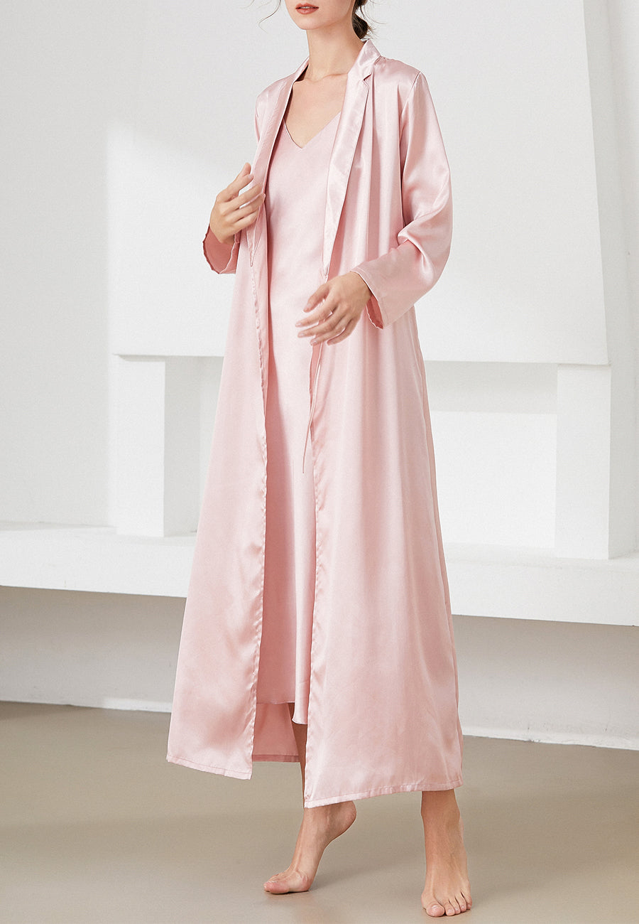 V Neck Slip Dress and Robe Set