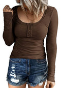 Top Henley ajustado de punto acanalado 