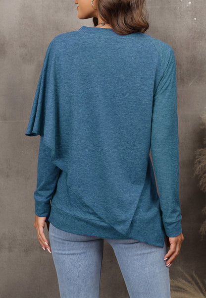 V Neck Asymmetrical Overlap Sweater