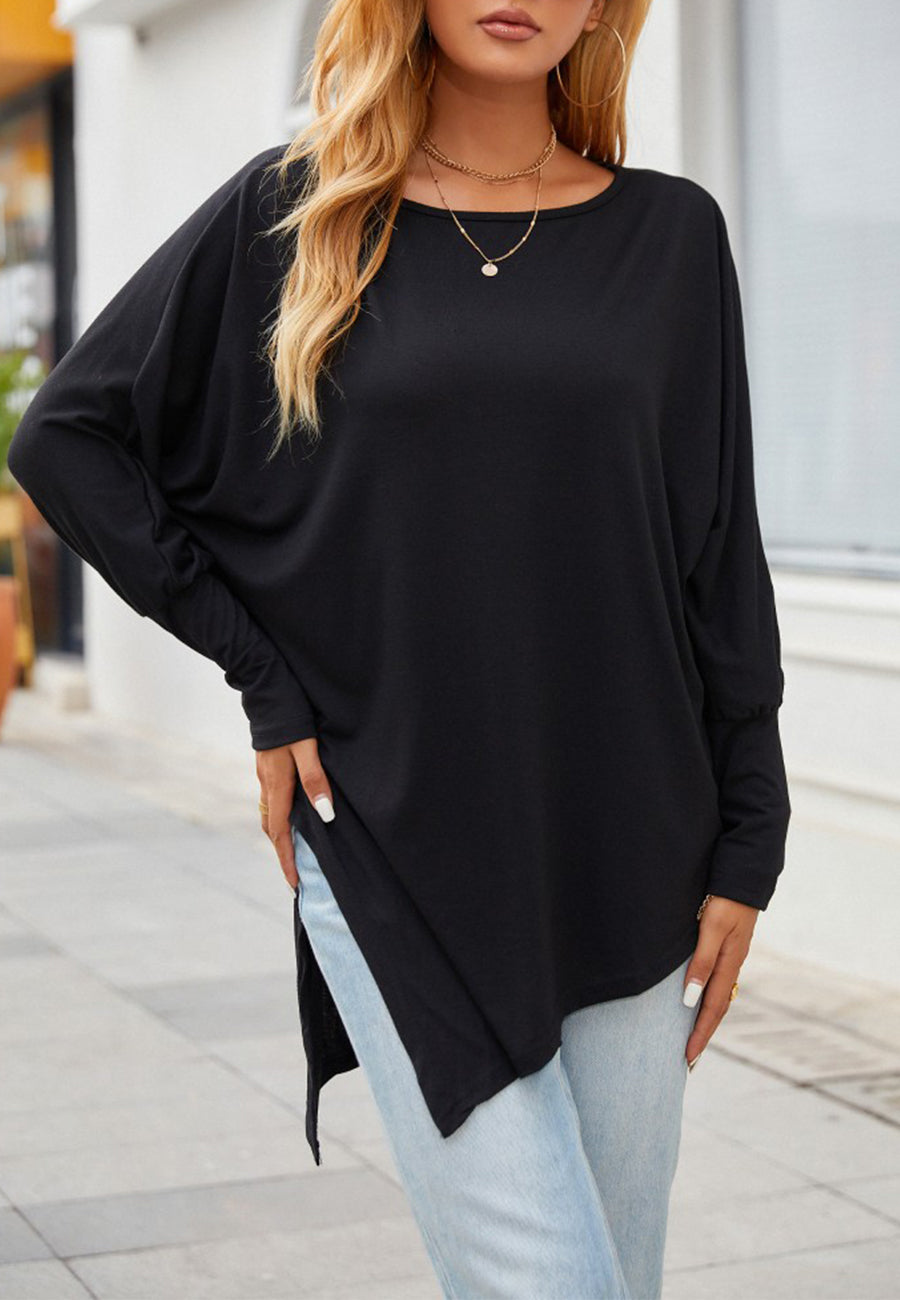 Blusa con abertura lateral y dobladillo asimétrico 