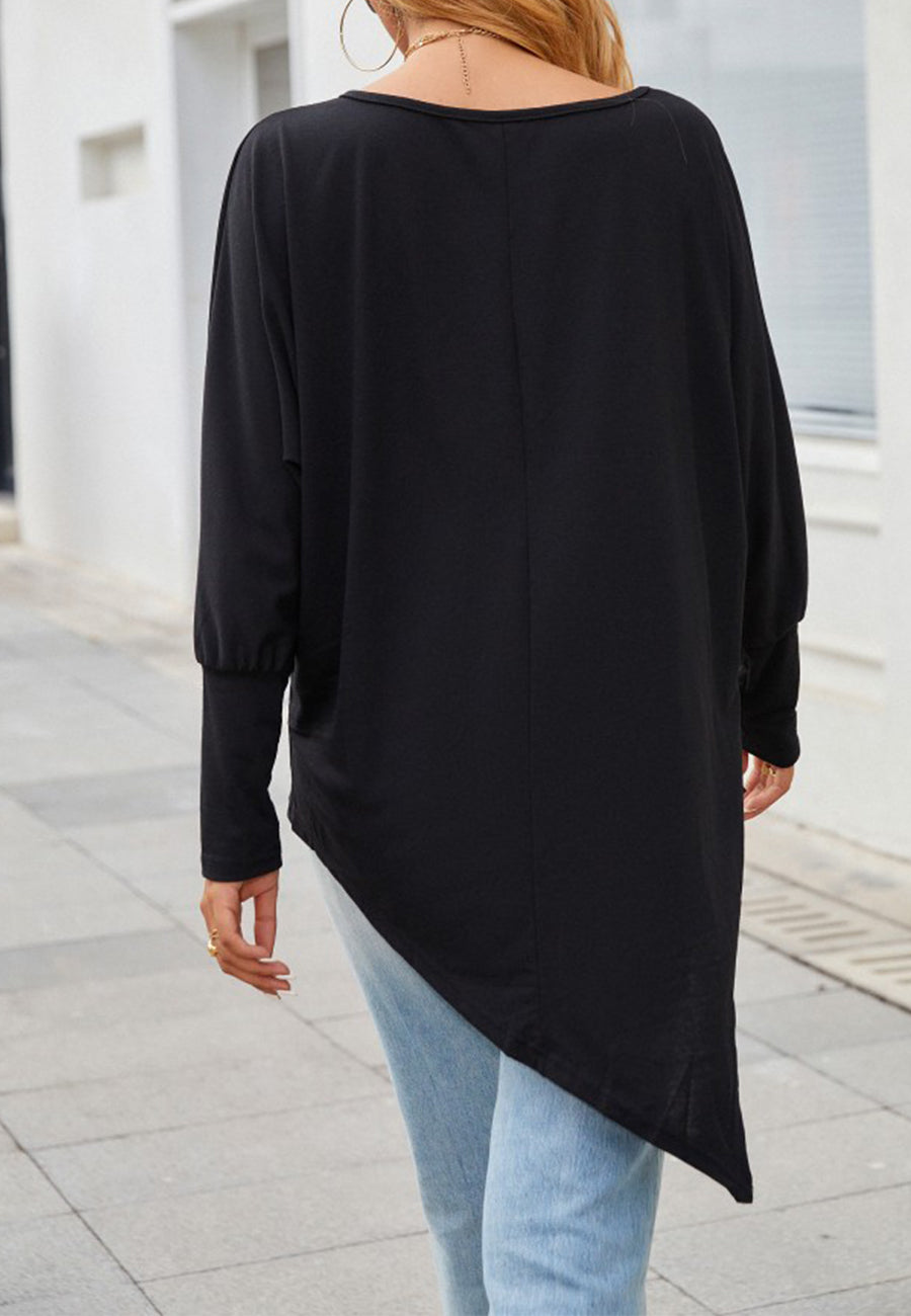 Blusa con abertura lateral y dobladillo asimétrico 