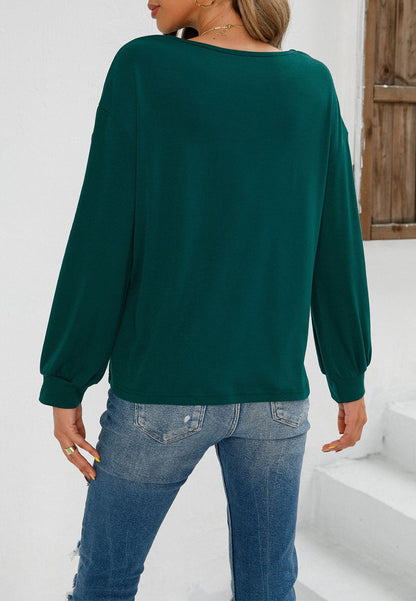 Contrast Side Button Sleeve Sweater