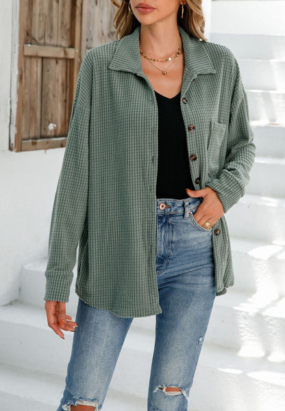 Contrast Button Down Classic Shacket