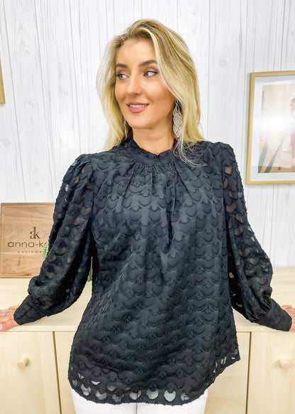 Geometric Pattern Tie Back Blouse