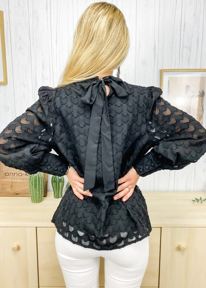 Geometric Pattern Tie Back Blouse