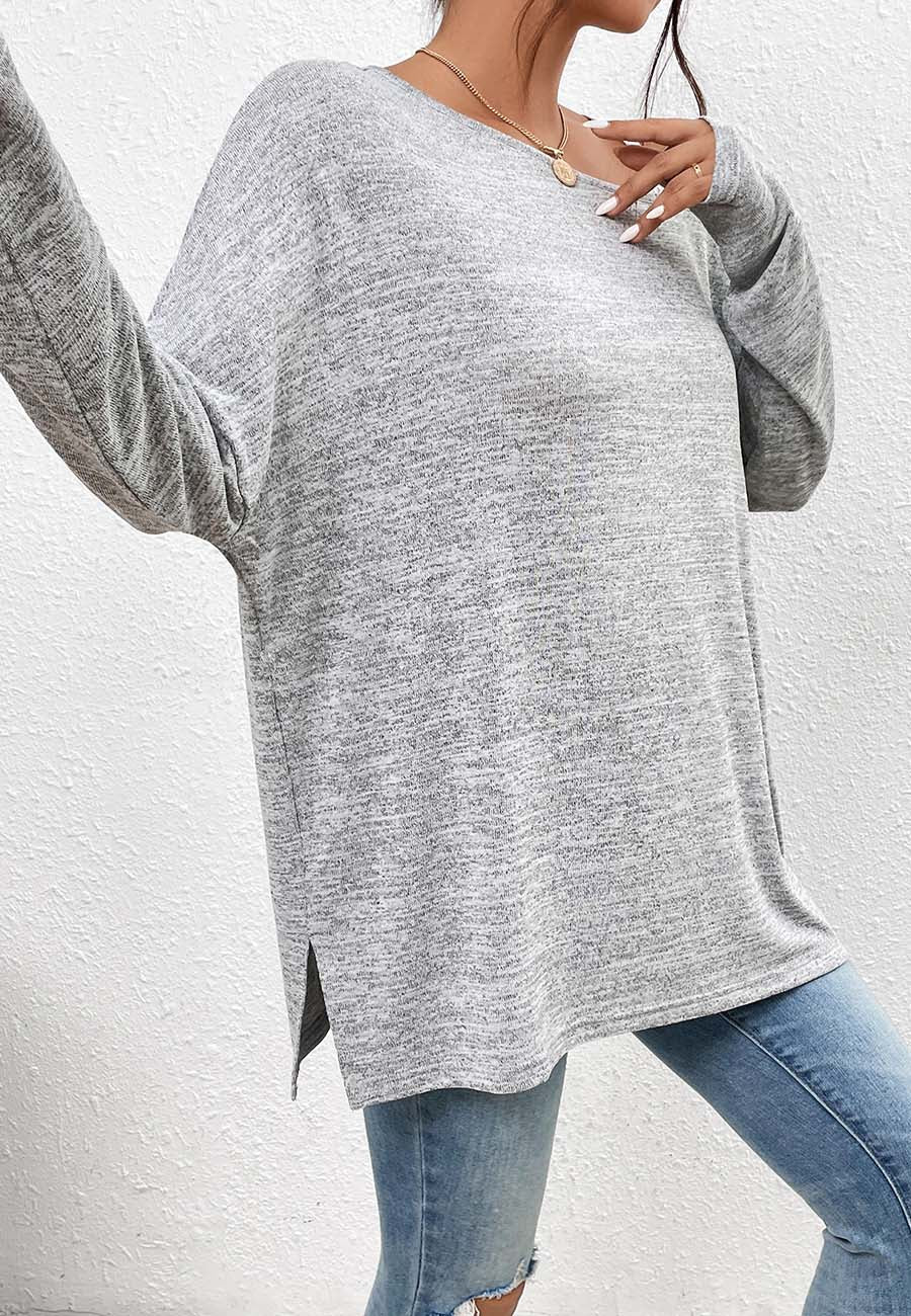 One Shoulder Side Slit Sweater