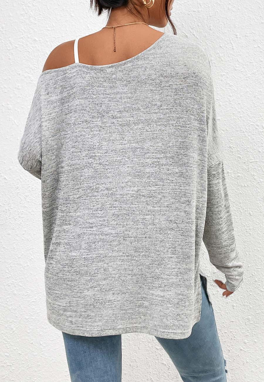 One Shoulder Side Slit Sweater