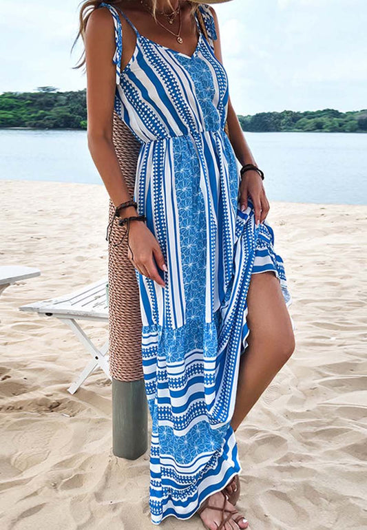 Tie Strap Multi Print Dress