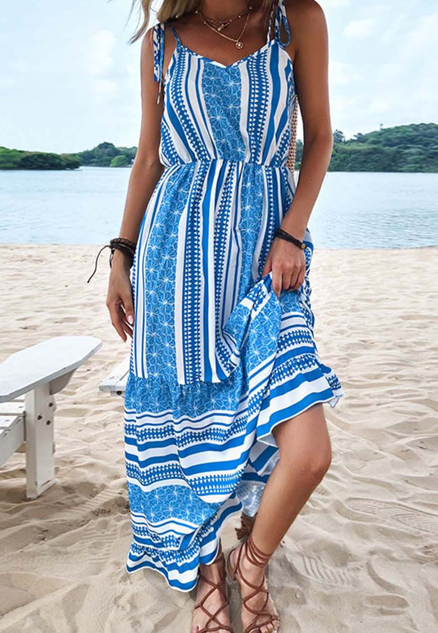 Tie Strap Multi Print Dress