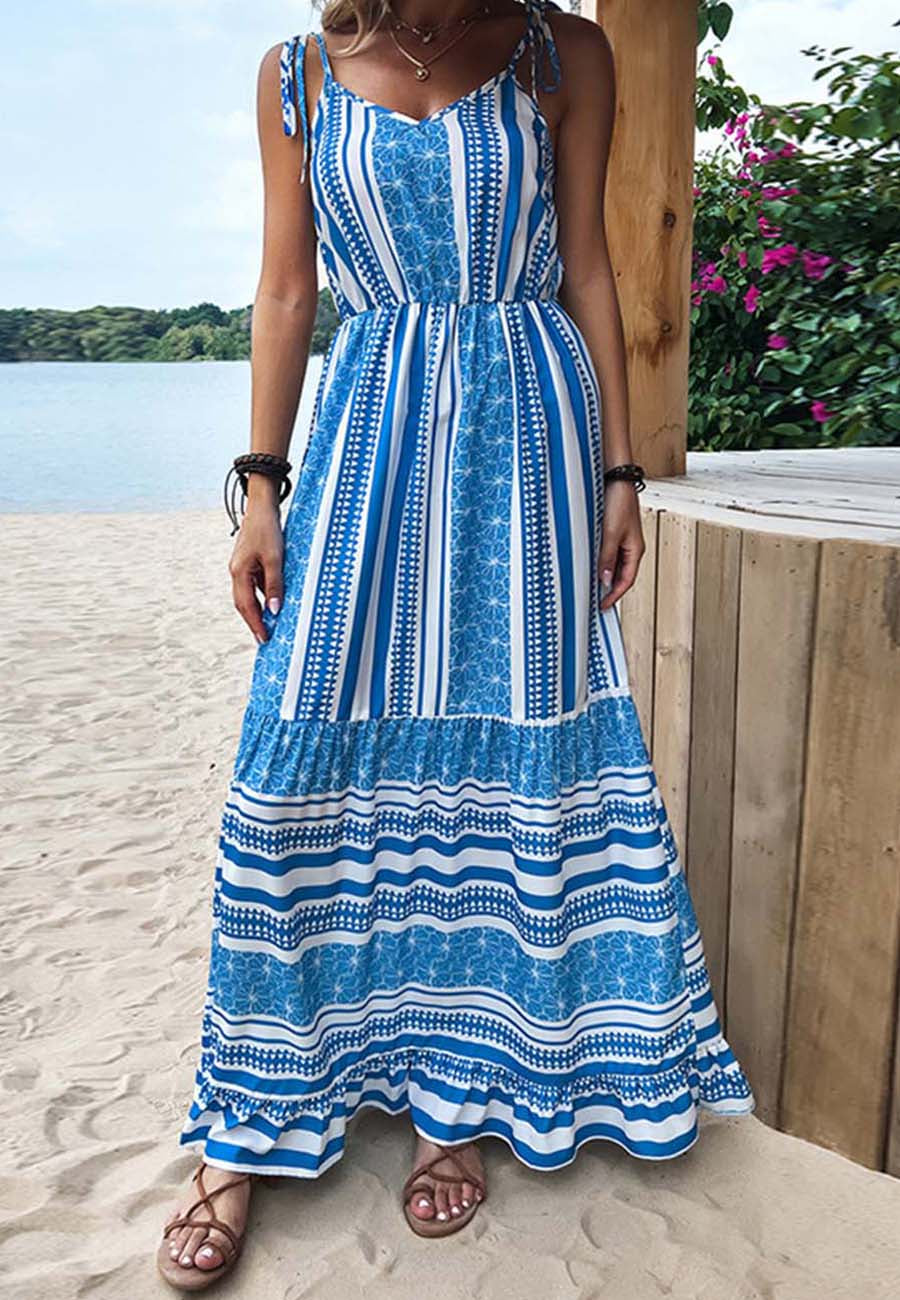Tie Strap Multi Print Dress
