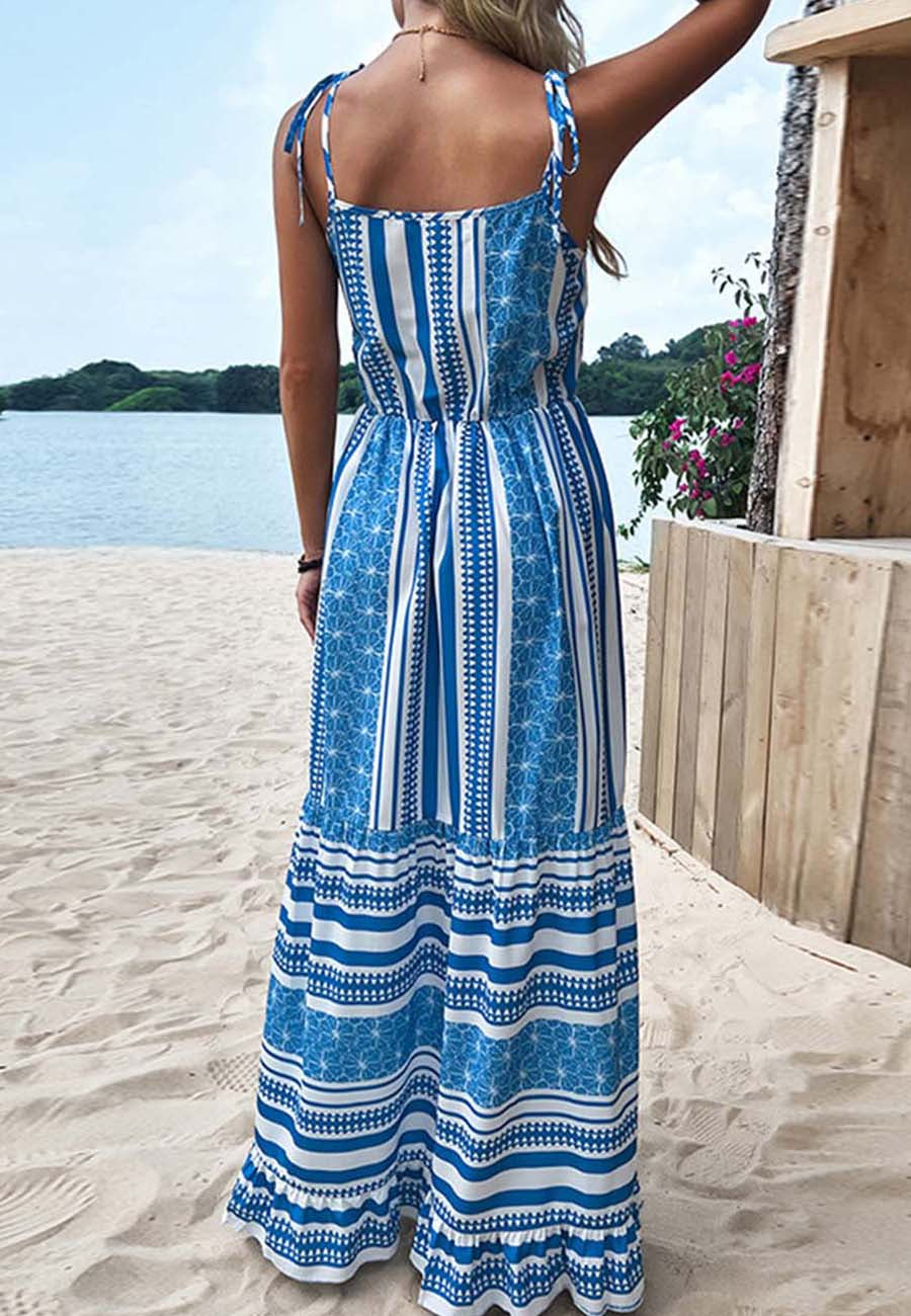Tie Strap Multi Print Dress