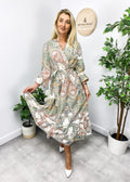 Vestido cruzado con estampado de cachemira multicolor