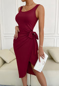 Scoop Neck Overlap Hem Dress