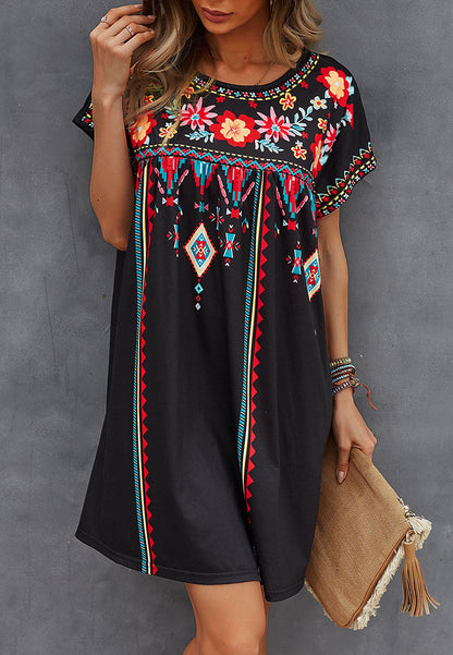 Multicolor Floral Boho Print Dress