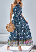 Vestido de verano con cuello halter y estampado floral 