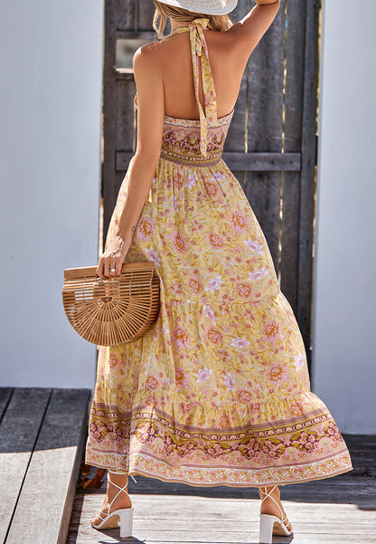 Halter Neck Floral Summer Dress