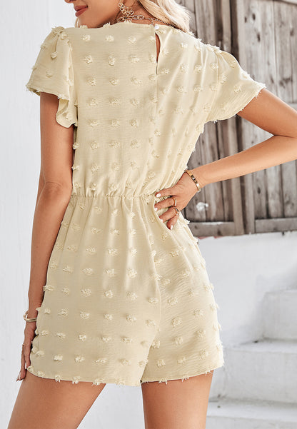 Lace Trim Flutter Sleeve Romper