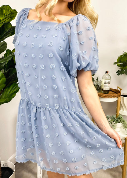 Puff Sleeve Swiss Dot Dress