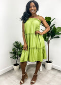 Tie Shoulder Ruffle Tiered Dress