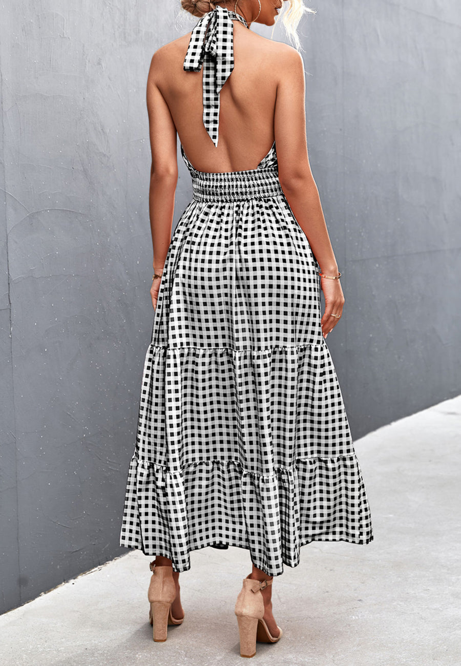 Cross Neck Halter Printed Dress