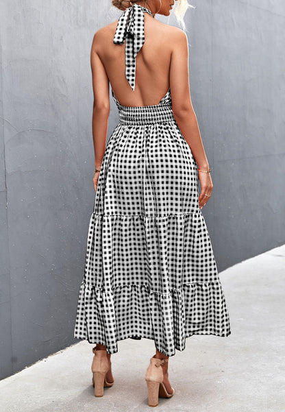 Cross Neck Halter Printed Dress