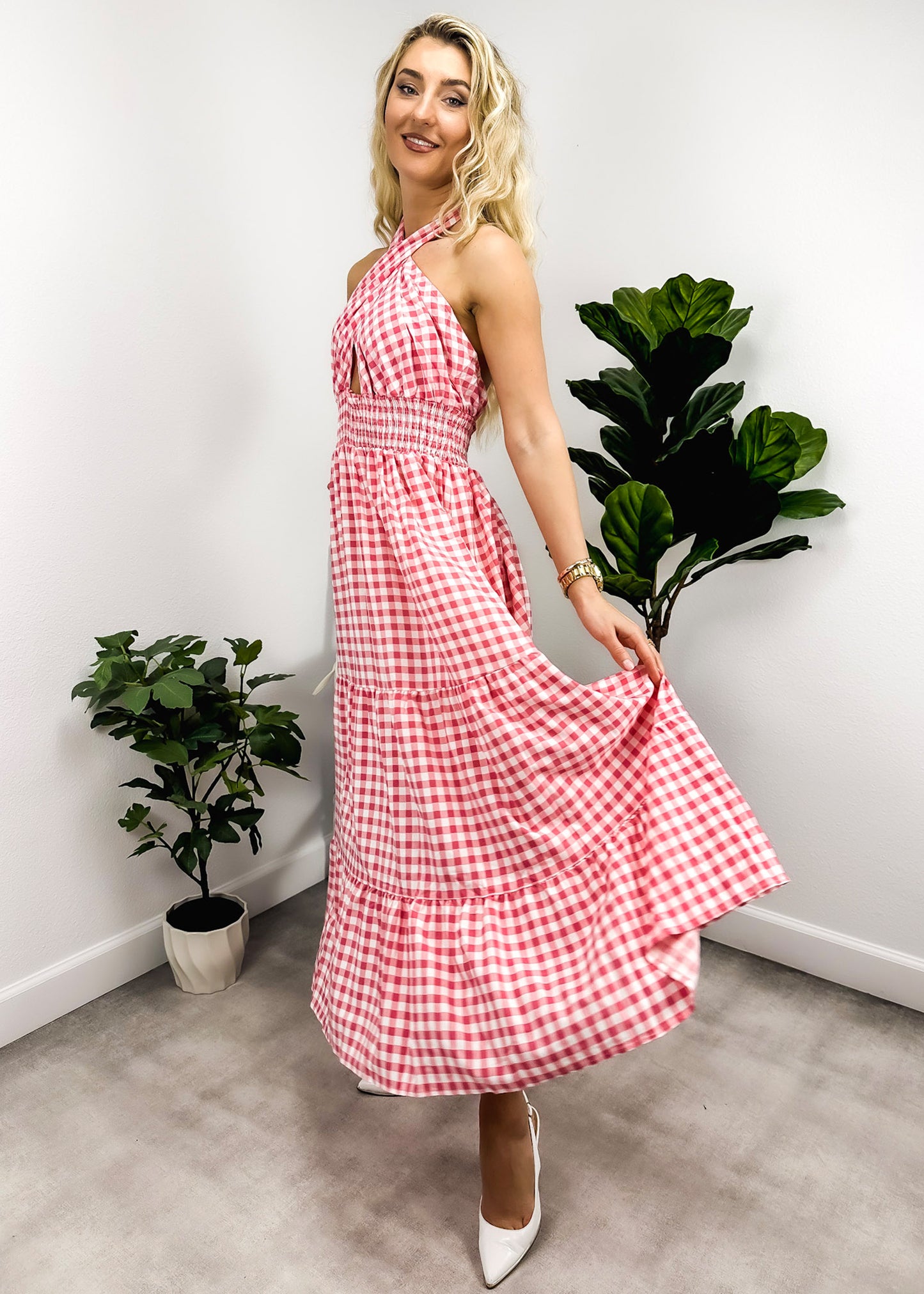 Cross Neck Halter Printed Dress