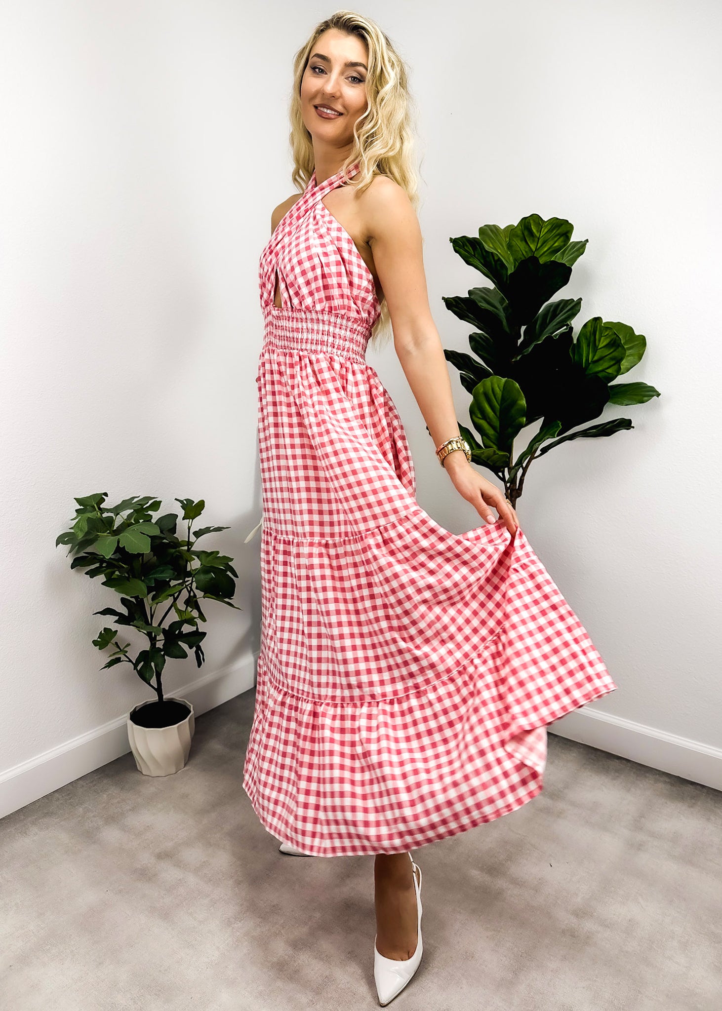Cross Neck Halter Printed Dress