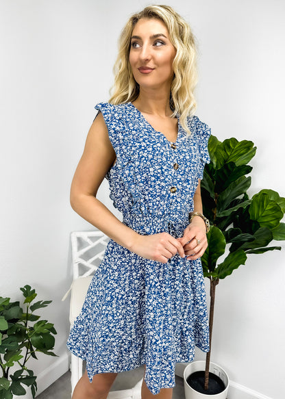 Ruffle Front Button Dress