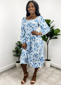 Sweetheart Lace Trim Floral Dress