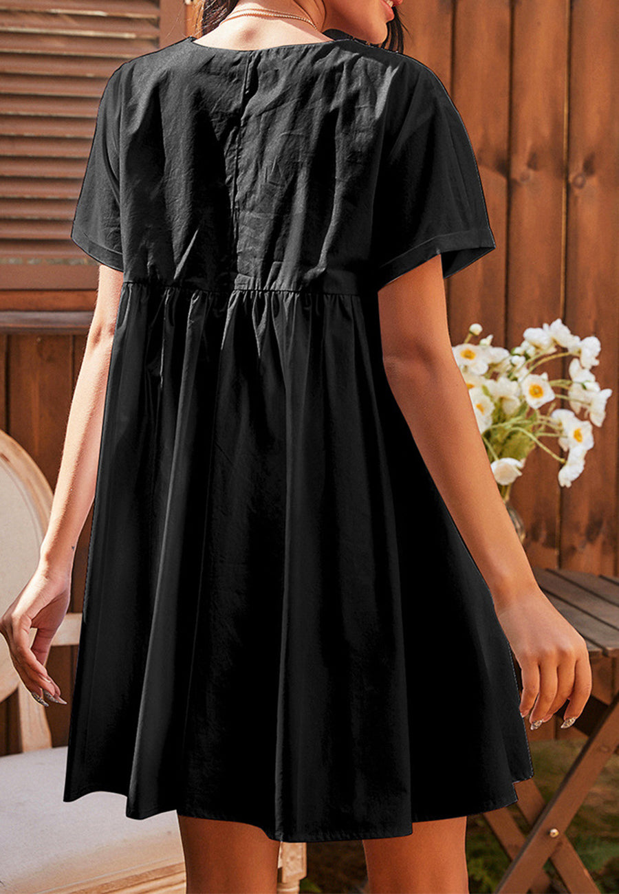 Vestido babydoll con escote en V liso