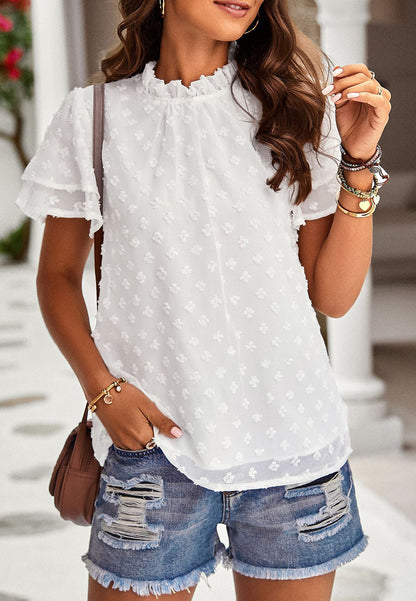 Blusa texturizada con mangas escalonadas