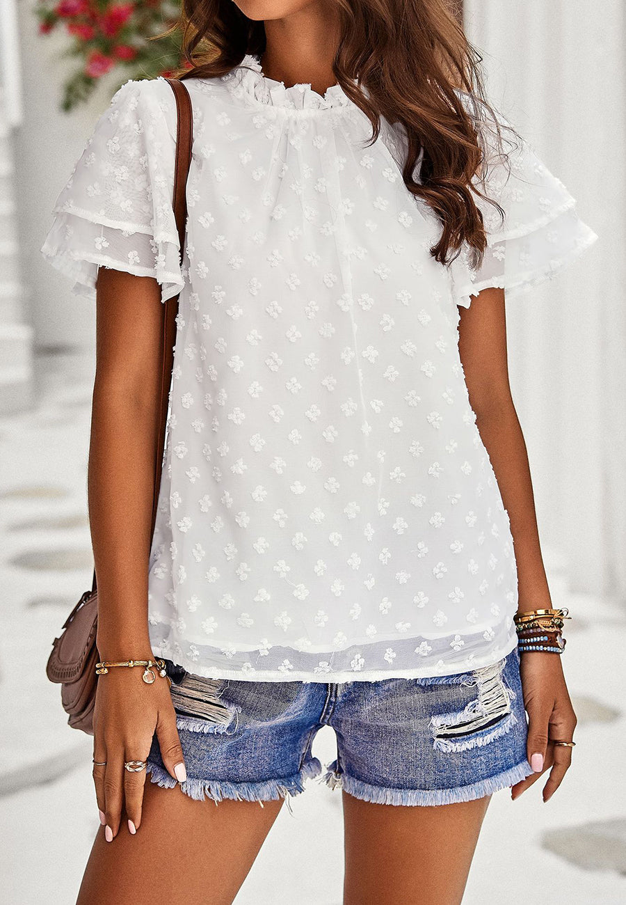 Blusa texturizada con mangas escalonadas