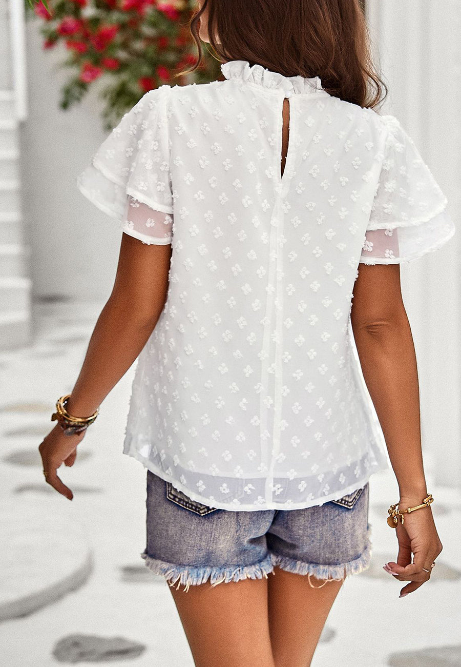 Blusa texturizada con mangas escalonadas