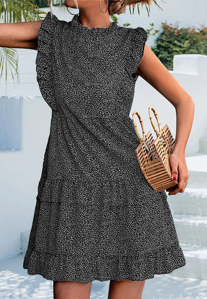 Leopard Print Ruffle Detail Dress