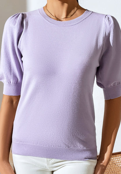 Suéter de color liso con mangas hasta el codo