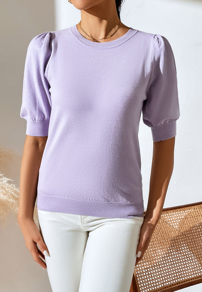 Suéter de color liso con mangas hasta el codo