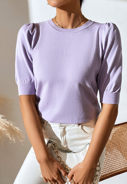 Suéter de color liso con mangas hasta el codo