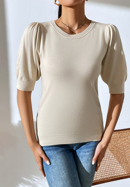 Suéter de color liso con mangas hasta el codo