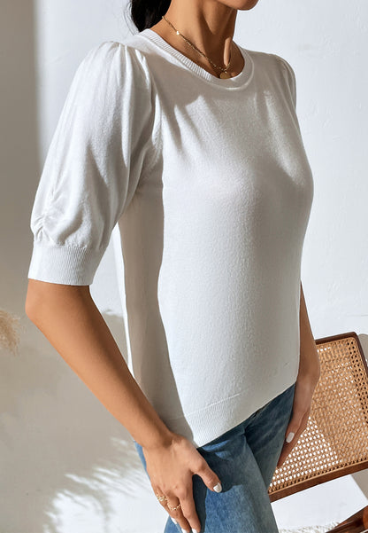 Suéter de color liso con mangas hasta el codo