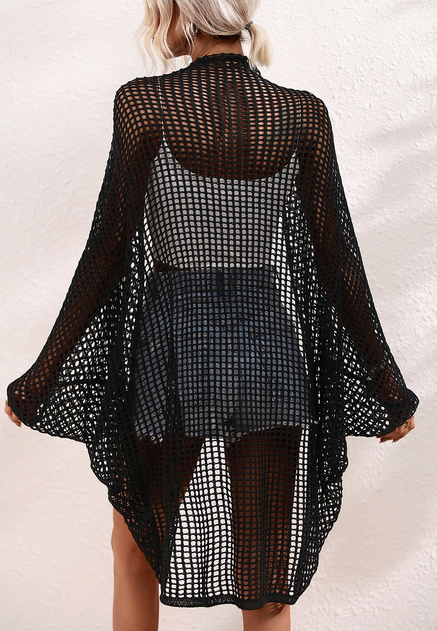 Batwing Sleeve Crochet Knit Cardigan