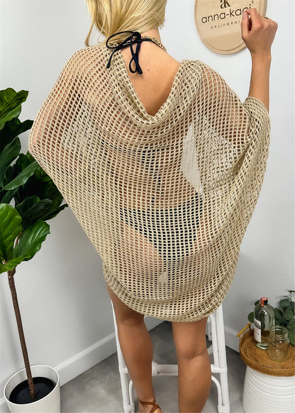 Batwing Sleeve Crochet Knit Cardigan