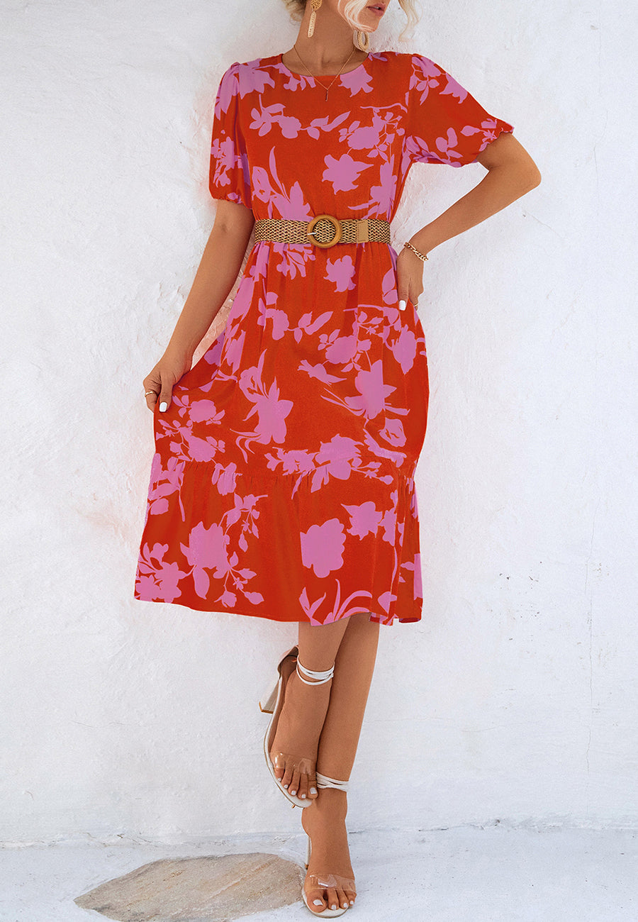 Vestido floral de dos tonos 