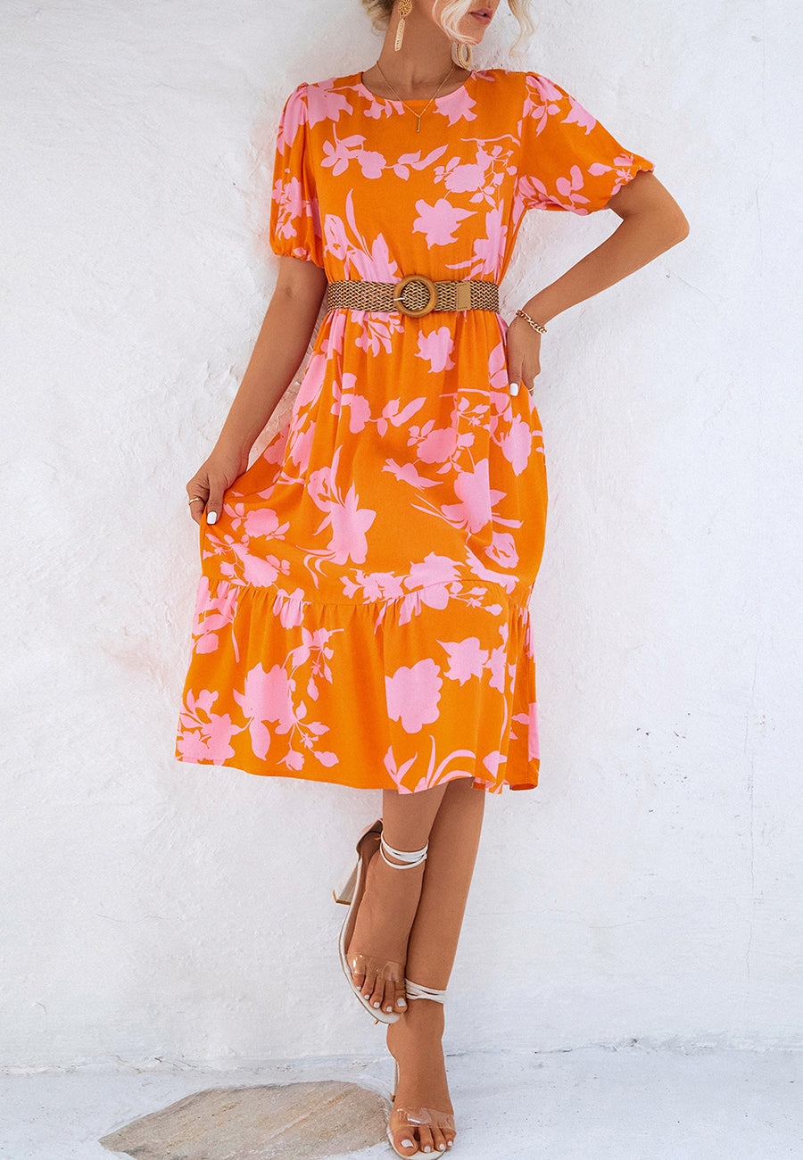 Vestido floral de dos tonos 